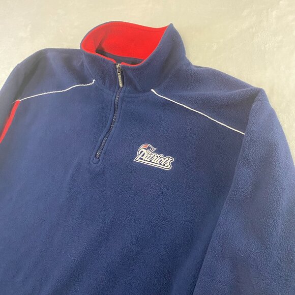 Vintage Reebok NFL New England Patriots 1/4 Zip Fleece Size 2XL Navy Sweater Y2K - Picture 2 of 13